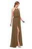 ColsBM Jackie Truffle Bridesmaid Dresses Casual Floor Length Halter Split-Front Sleeveless Backless