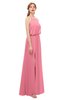 ColsBM Jackie Watermelon Bridesmaid Dresses Casual Floor Length Halter Split-Front Sleeveless Backless