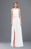 ColsBM Jackie White Bridesmaid Dresses Casual Floor Length Halter Split-Front Sleeveless Backless