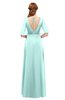 ColsBM Ricki Blue Glass Bridesmaid Dresses Floor Length Zipper Elbow Length Sleeve Glamorous Pleated Jewel