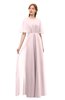 ColsBM Ricki Blush Bridesmaid Dresses Floor Length Zipper Elbow Length Sleeve Glamorous Pleated Jewel
