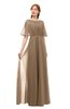 ColsBM Ricki Bronze Brown Bridesmaid Dresses Floor Length Zipper Elbow Length Sleeve Glamorous Pleated Jewel