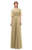 ColsBM Ricki Curds & Whey Bridesmaid Dresses Floor Length Zipper Elbow Length Sleeve Glamorous Pleated Jewel