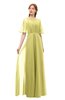 ColsBM Ricki Daffodil Bridesmaid Dresses Floor Length Zipper Elbow Length Sleeve Glamorous Pleated Jewel