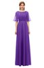 ColsBM Ricki Deep Lavender Bridesmaid Dresses Floor Length Zipper Elbow Length Sleeve Glamorous Pleated Jewel
