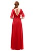ColsBM Ricki Flame Scarlet Bridesmaid Dresses Floor Length Zipper Elbow Length Sleeve Glamorous Pleated Jewel
