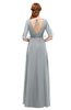 ColsBM Ricki Frost Grey Bridesmaid Dresses Floor Length Zipper Elbow Length Sleeve Glamorous Pleated Jewel