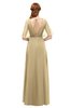 ColsBM Ricki Gold Bridesmaid Dresses Floor Length Zipper Elbow Length Sleeve Glamorous Pleated Jewel