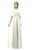 ColsBM Ricki Ivory Bridesmaid Dresses Floor Length Zipper Elbow Length Sleeve Glamorous Pleated Jewel