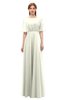 ColsBM Ricki Ivory Bridesmaid Dresses Floor Length Zipper Elbow Length Sleeve Glamorous Pleated Jewel