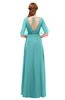 ColsBM Ricki Lake Blue Bridesmaid Dresses Floor Length Zipper Elbow Length Sleeve Glamorous Pleated Jewel