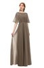 ColsBM Ricki Latte Bridesmaid Dresses Floor Length Zipper Elbow Length Sleeve Glamorous Pleated Jewel