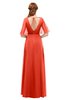 ColsBM Ricki Mandarin Red Bridesmaid Dresses Floor Length Zipper Elbow Length Sleeve Glamorous Pleated Jewel