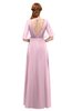 ColsBM Ricki Mist Pink Bridesmaid Dresses Floor Length Zipper Elbow Length Sleeve Glamorous Pleated Jewel