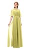 ColsBM Ricki Muted Lime Bridesmaid Dresses Floor Length Zipper Elbow Length Sleeve Glamorous Pleated Jewel