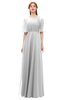 ColsBM Ricki Nimbus Cloud Bridesmaid Dresses Floor Length Zipper Elbow Length Sleeve Glamorous Pleated Jewel
