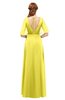 ColsBM Ricki Pale Yellow Bridesmaid Dresses Floor Length Zipper Elbow Length Sleeve Glamorous Pleated Jewel