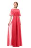 ColsBM Ricki Paradise Pink Bridesmaid Dresses Floor Length Zipper Elbow Length Sleeve Glamorous Pleated Jewel