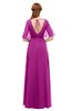 ColsBM Ricki Raspberry Bridesmaid Dresses Floor Length Zipper Elbow Length Sleeve Glamorous Pleated Jewel