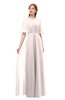 ColsBM Ricki Rosewater Pink Bridesmaid Dresses Floor Length Zipper Elbow Length Sleeve Glamorous Pleated Jewel