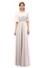 ColsBM Ricki Rosewater Pink Bridesmaid Dresses Floor Length Zipper Elbow Length Sleeve Glamorous Pleated Jewel