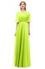 ColsBM Ricki Sharp Green Bridesmaid Dresses Floor Length Zipper Elbow Length Sleeve Glamorous Pleated Jewel