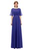 ColsBM Ricki Spectrum Blue Bridesmaid Dresses Floor Length Zipper Elbow Length Sleeve Glamorous Pleated Jewel