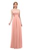 ColsBM Ocean Peach Bridesmaid Dresses Elegant A-line Backless Floor Length Sleeveless Sash