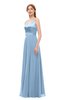 ColsBM Ocean Sky Blue Bridesmaid Dresses Elegant A-line Backless Floor Length Sleeveless Sash