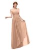 ColsBM Olive Almost Apricot Bridesmaid Dresses V-neck Zipper Pleated Sexy Floor Length A-line
