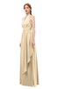 ColsBM Olive Apricot Gelato Bridesmaid Dresses V-neck Zipper Pleated Sexy Floor Length A-line