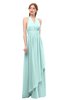 ColsBM Olive Blue Glass Bridesmaid Dresses V-neck Zipper Pleated Sexy Floor Length A-line