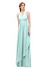 ColsBM Olive Blue Glass Bridesmaid Dresses V-neck Zipper Pleated Sexy Floor Length A-line