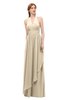 ColsBM Olive Champagne Bridesmaid Dresses V-neck Zipper Pleated Sexy Floor Length A-line
