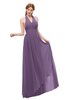 ColsBM Olive Chinese Violet Bridesmaid Dresses V-neck Zipper Pleated Sexy Floor Length A-line