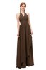 ColsBM Olive Chocolate Brown Bridesmaid Dresses V-neck Zipper Pleated Sexy Floor Length A-line