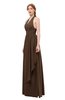 ColsBM Olive Chocolate Brown Bridesmaid Dresses V-neck Zipper Pleated Sexy Floor Length A-line