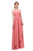ColsBM Olive Coral Bridesmaid Dresses V-neck Zipper Pleated Sexy Floor Length A-line