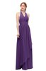 ColsBM Olive Dark Purple Bridesmaid Dresses V-neck Zipper Pleated Sexy Floor Length A-line