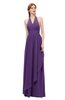 ColsBM Olive Dark Purple Bridesmaid Dresses V-neck Zipper Pleated Sexy Floor Length A-line