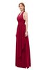 ColsBM Olive Dark Red Bridesmaid Dresses V-neck Zipper Pleated Sexy Floor Length A-line