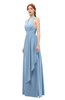 ColsBM Olive Dusty Blue Bridesmaid Dresses V-neck Zipper Pleated Sexy Floor Length A-line