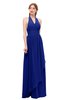 ColsBM Olive Electric Blue Bridesmaid Dresses V-neck Zipper Pleated Sexy Floor Length A-line