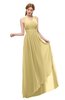 ColsBM Olive Gold Bridesmaid Dresses V-neck Zipper Pleated Sexy Floor Length A-line
