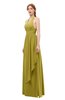 ColsBM Olive Golden Olive Bridesmaid Dresses V-neck Zipper Pleated Sexy Floor Length A-line