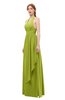 ColsBM Olive Green Oasis Bridesmaid Dresses V-neck Zipper Pleated Sexy Floor Length A-line