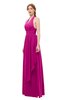 ColsBM Olive Hot Pink Bridesmaid Dresses V-neck Zipper Pleated Sexy Floor Length A-line