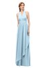 ColsBM Olive Ice Blue Bridesmaid Dresses V-neck Zipper Pleated Sexy Floor Length A-line