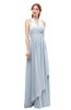 ColsBM Olive Illusion Blue Bridesmaid Dresses V-neck Zipper Pleated Sexy Floor Length A-line