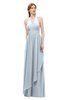 ColsBM Olive Illusion Blue Bridesmaid Dresses V-neck Zipper Pleated Sexy Floor Length A-line